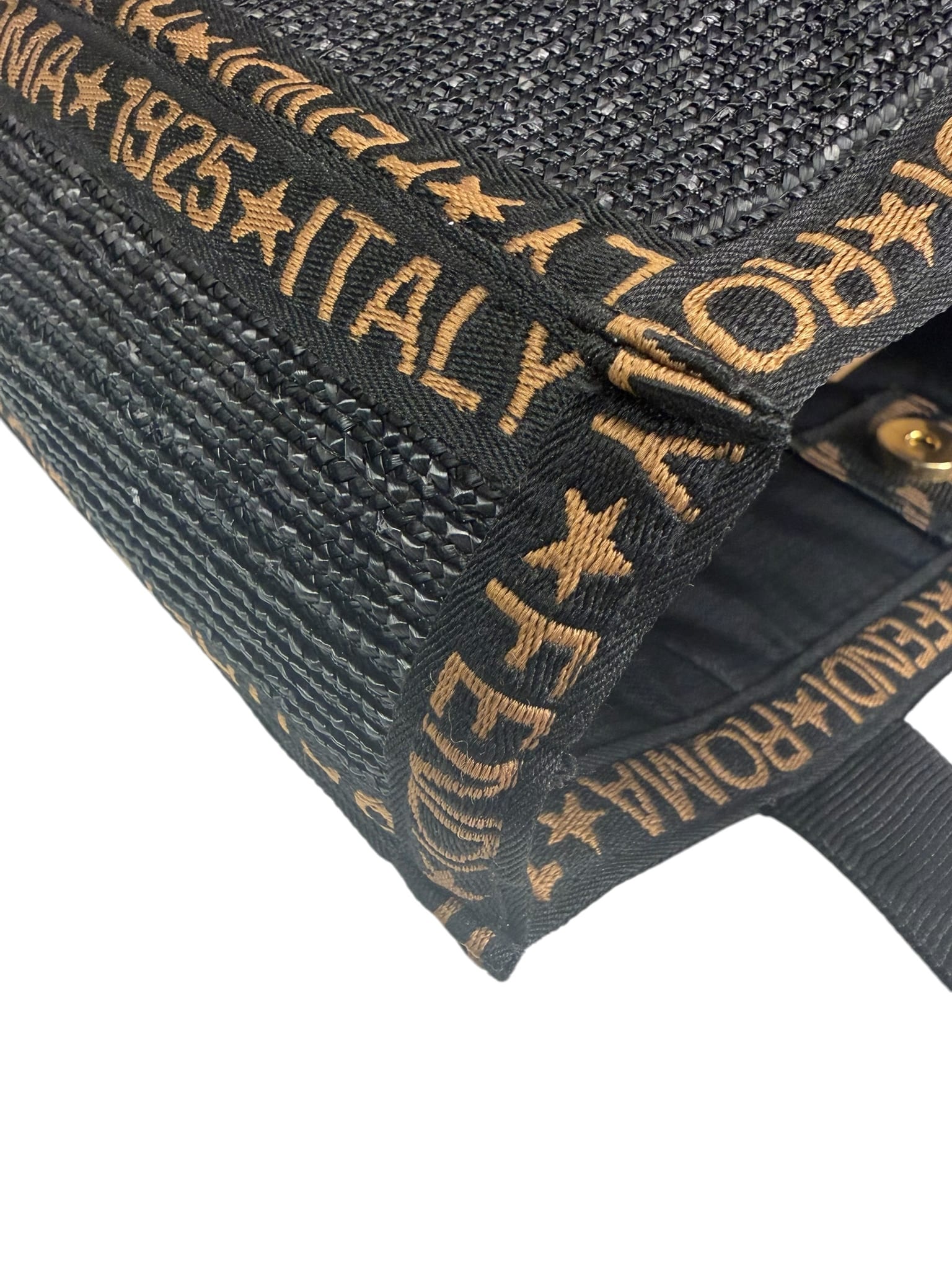 Fendi Black Straw Roma 1925 Tote
