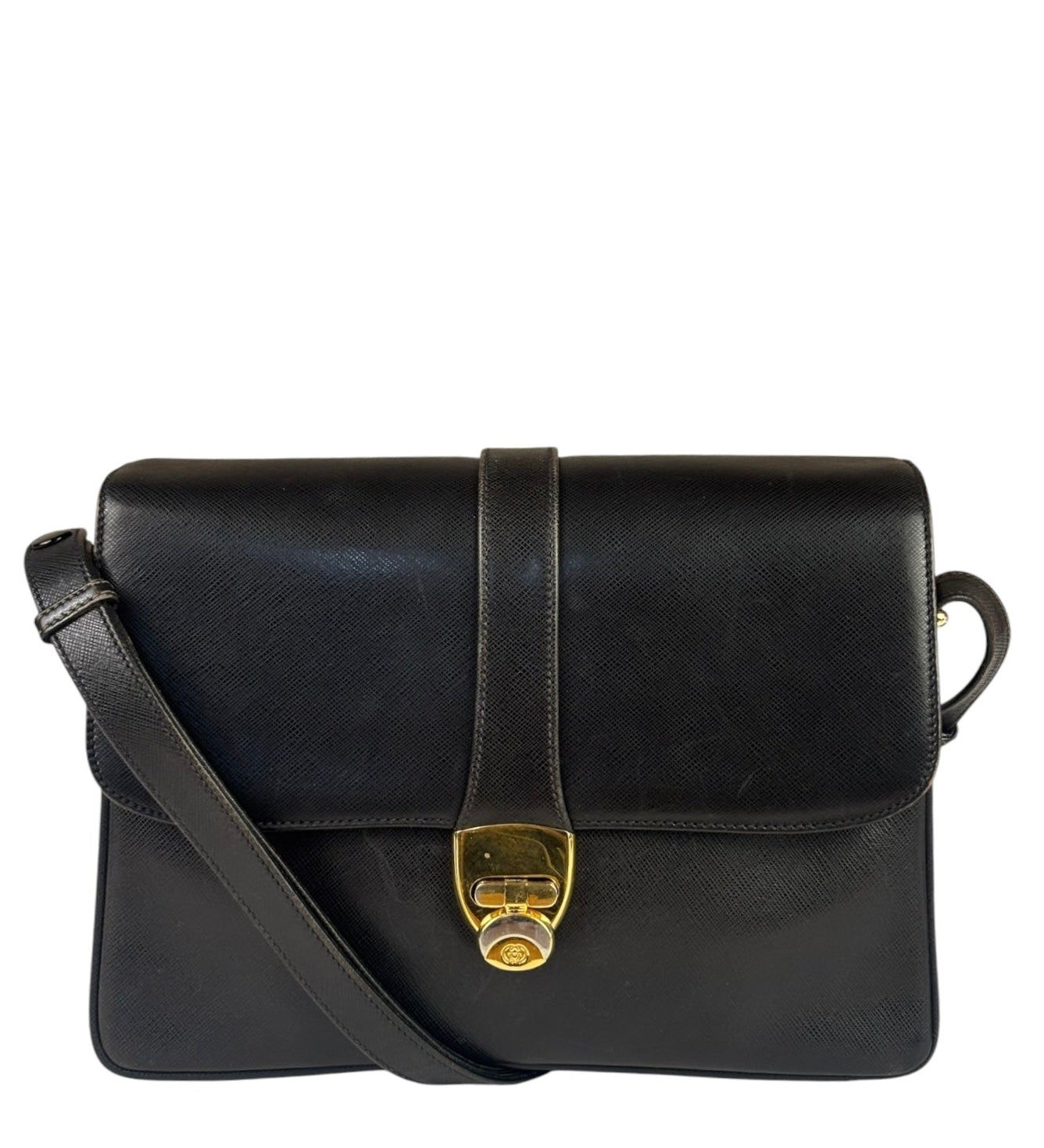 Gucci Black Leather Flap Bag