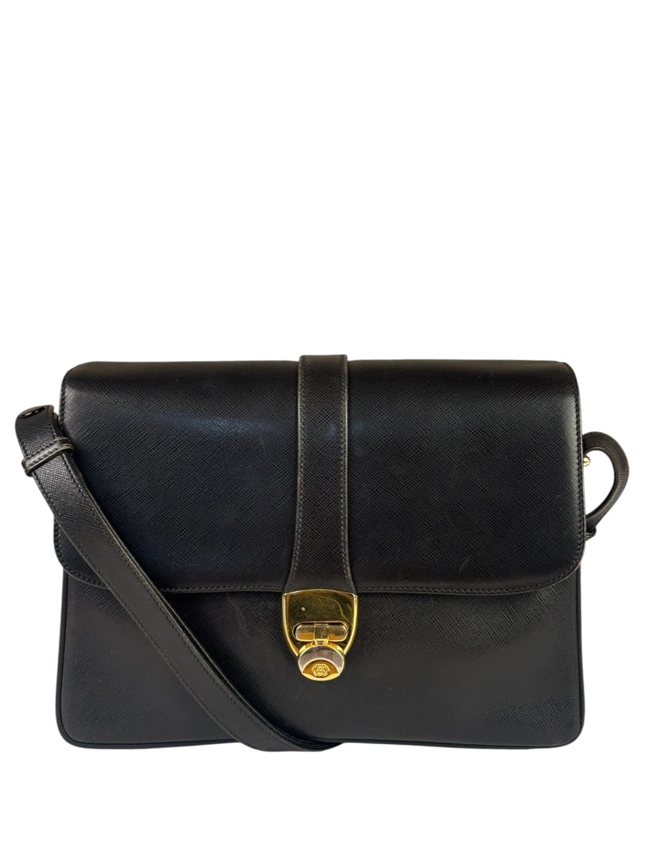 Gucci Black Leather Flap Bag