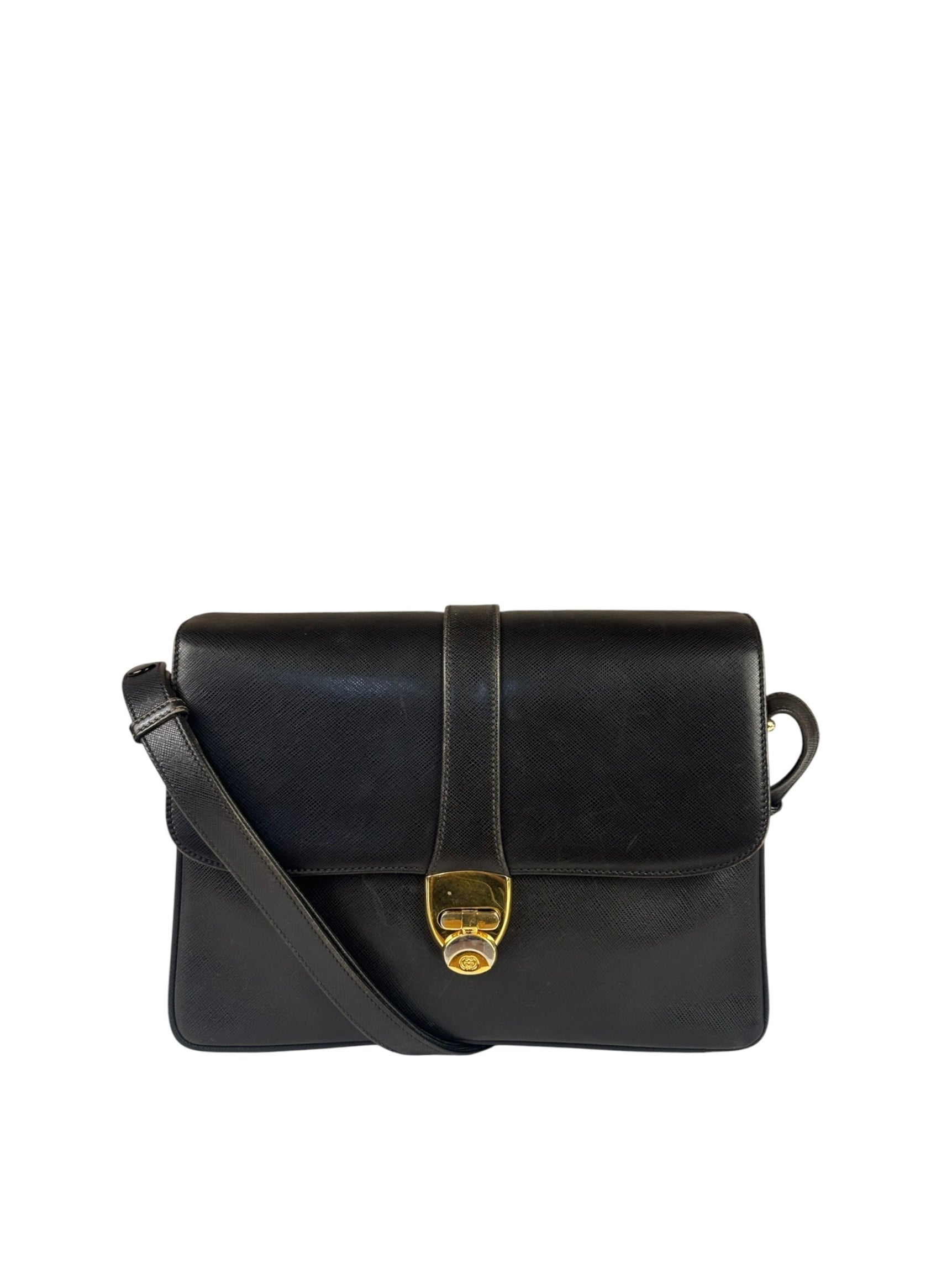 Gucci Black Leather Flap Bag