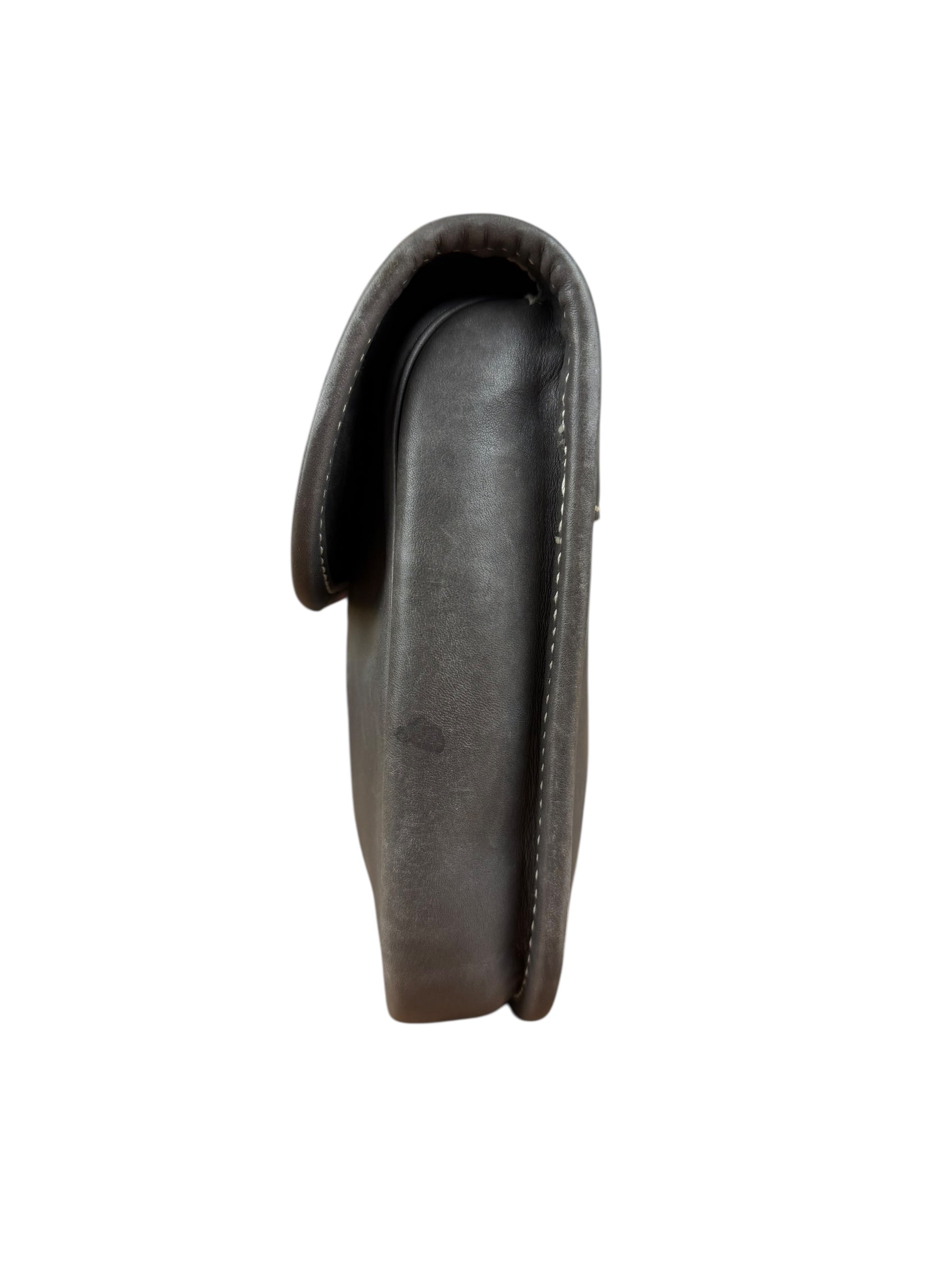 Gucci Vintage Grey Leather Flap Clutch