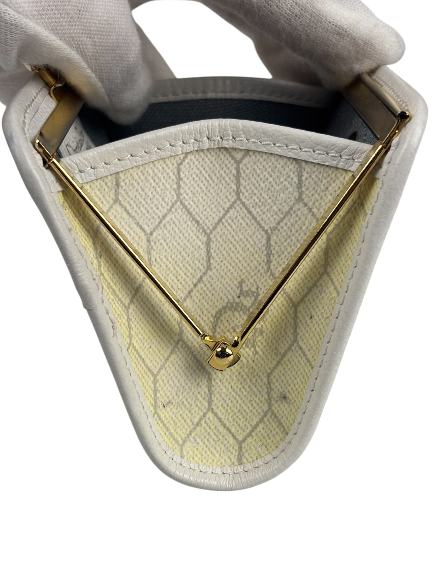 Christian Dior Vintage White Honeycomb Print Mini Coin Pouch