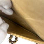 Chanel Vintage Beige Jersey Quilted Classic Flap Bag