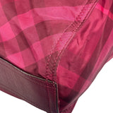 Burberry Plum Nylon/Leather Trim Nova Check Buckleigh Packable Tote