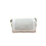 Chanel Vintage White Leather Braided Boy Shoulder Bag 1989