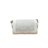 Chanel Vintage White Leather Braided Boy Shoulder Bag 1989