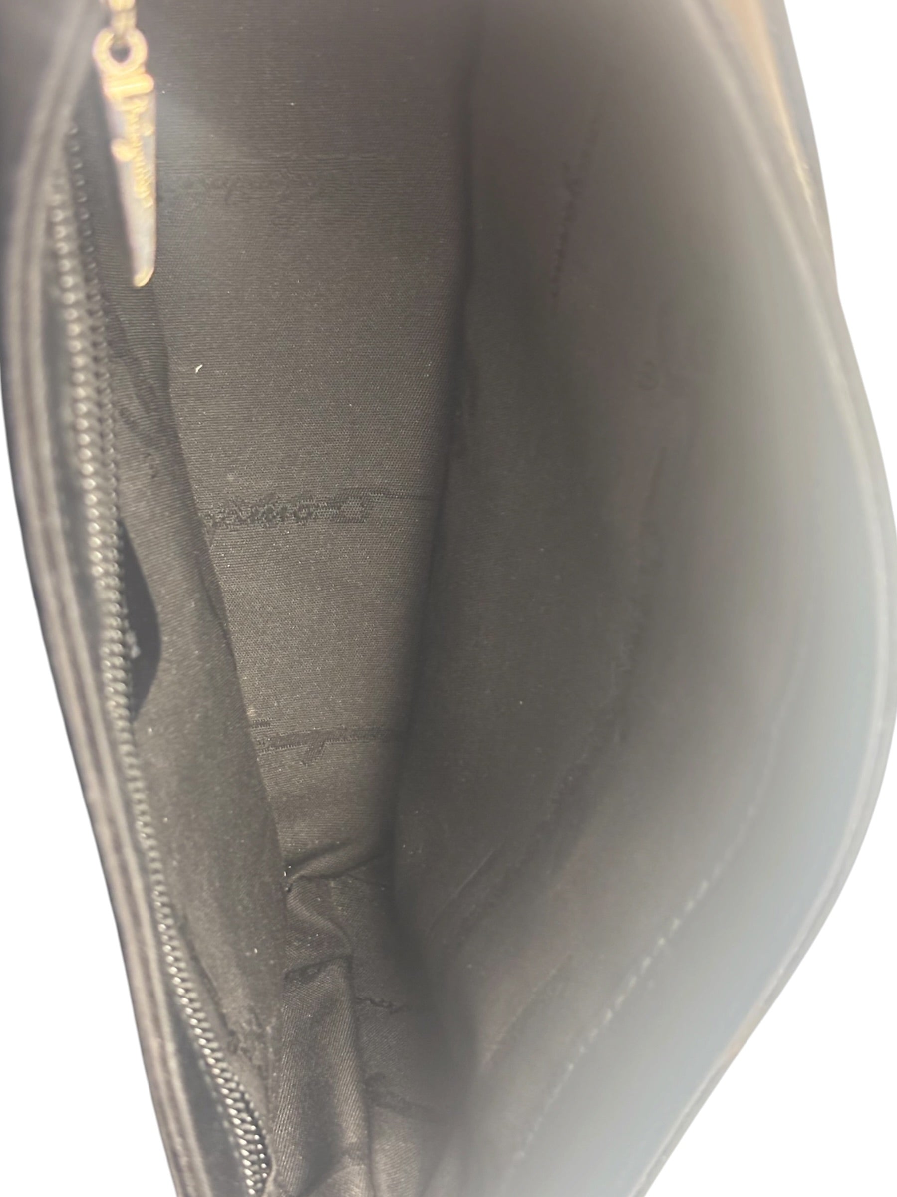 Ferragamo Vintage Black Leather Flap Shoulder Pochette