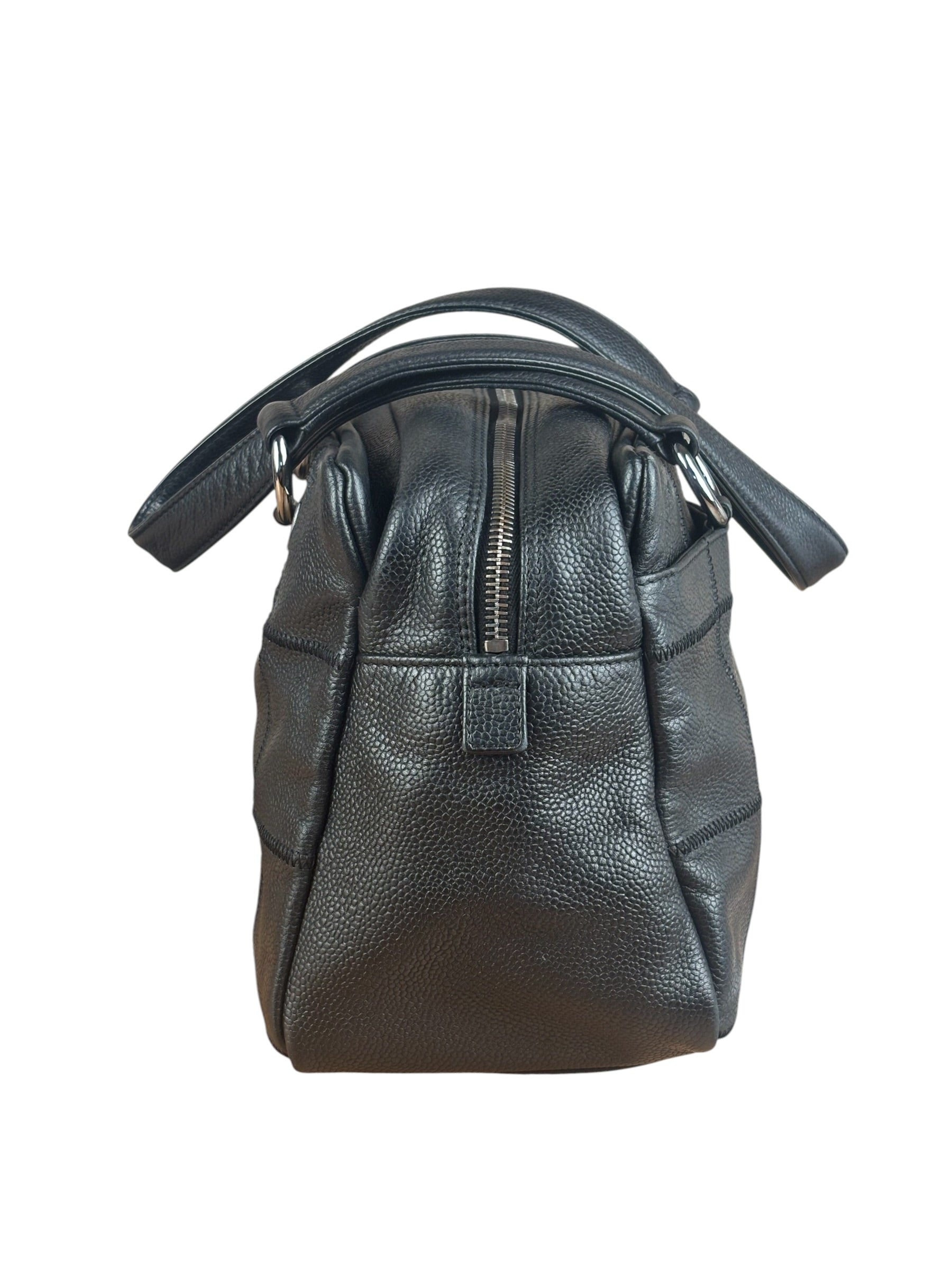 Chanel Black Leather Chocolate Bar Shoulder Bag 2004