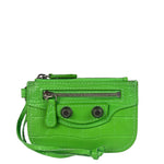 Balenciaga Neon Green Crocodile-Embossed Coin/Card Holder