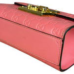 Gucci GG Pink Embossed Leather Small Padlock Chain Bag