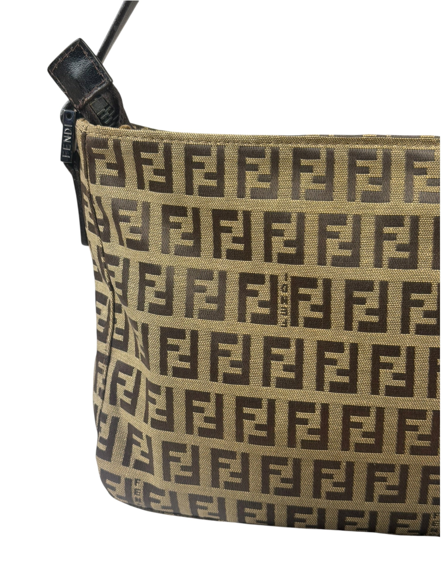 Fendi Vintage Brown Zucca Shoulder Bag