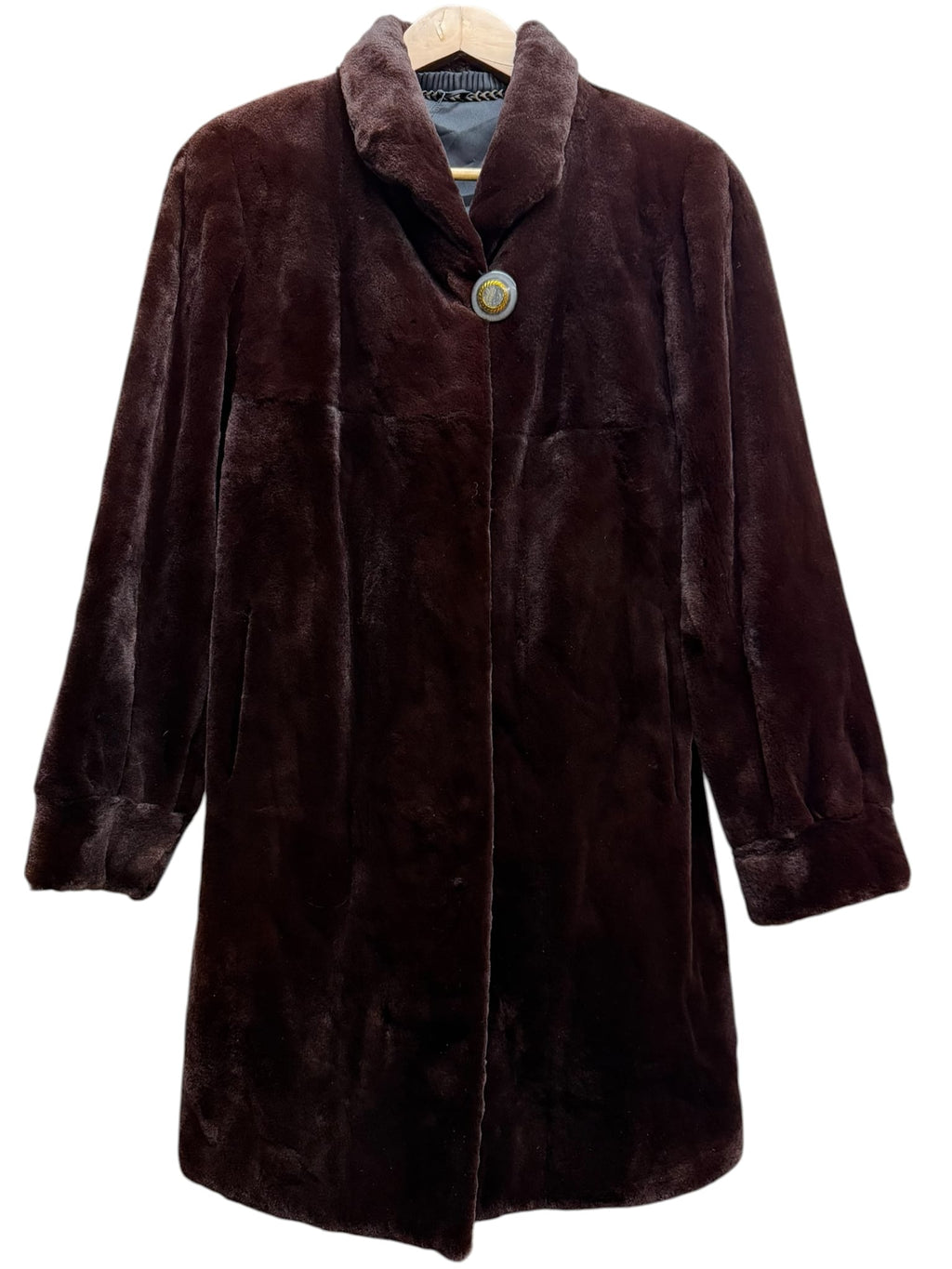Vintage Saga Chocolate Brown Sheared Mink Mid-Length Fur Coat