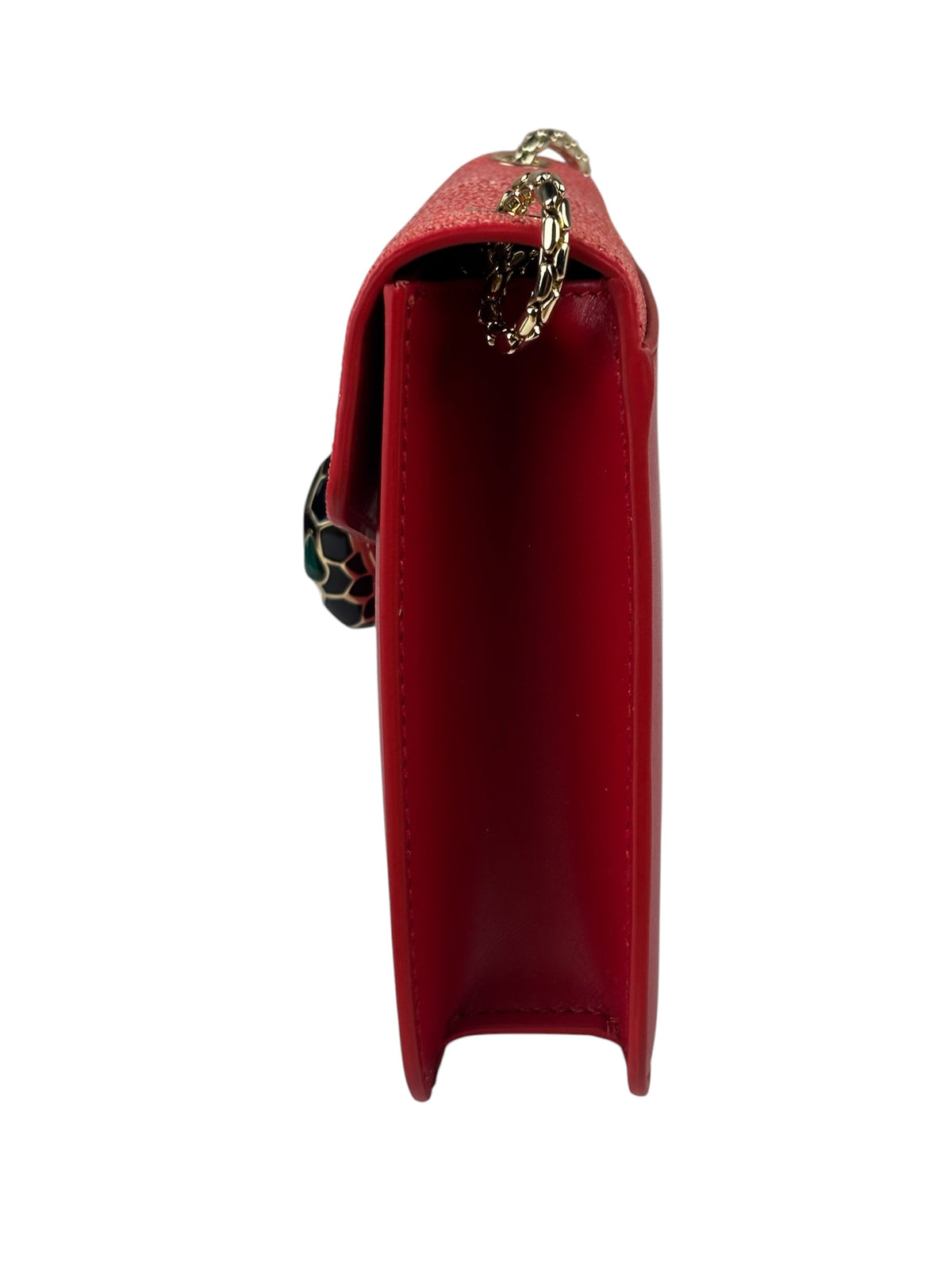 Bvlgari Red Calfskin Serpenti Forever Galuchat Crossbody Bag