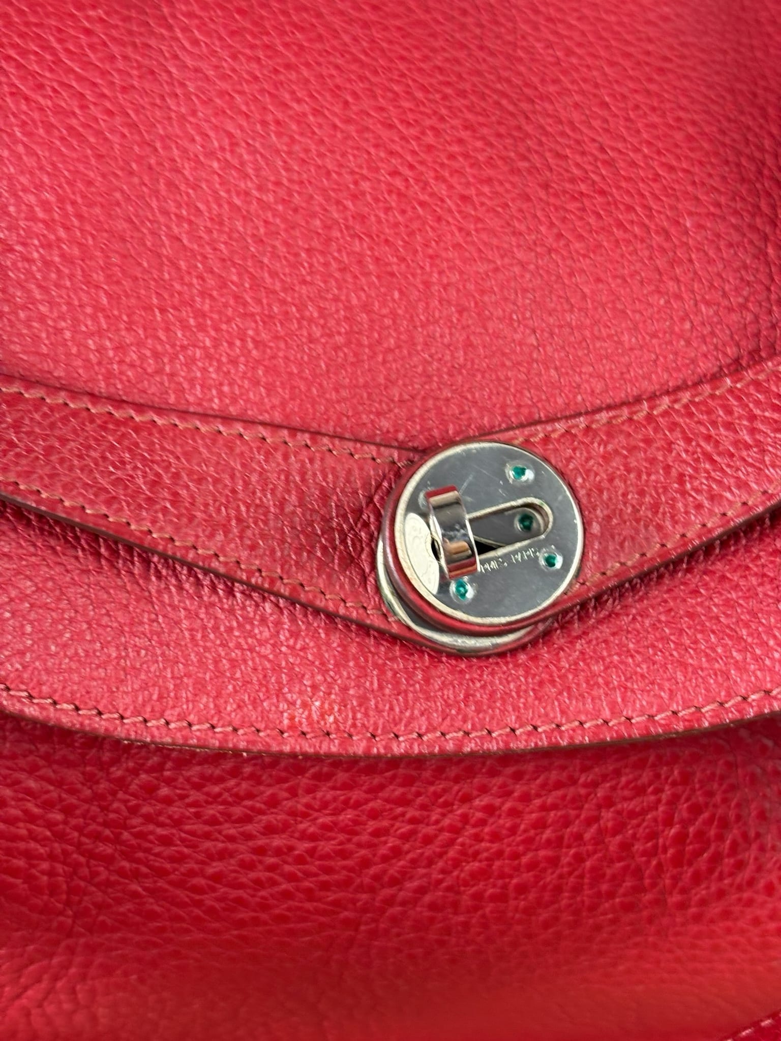 Hermes Rouge Clemence Leather Lindy 34
