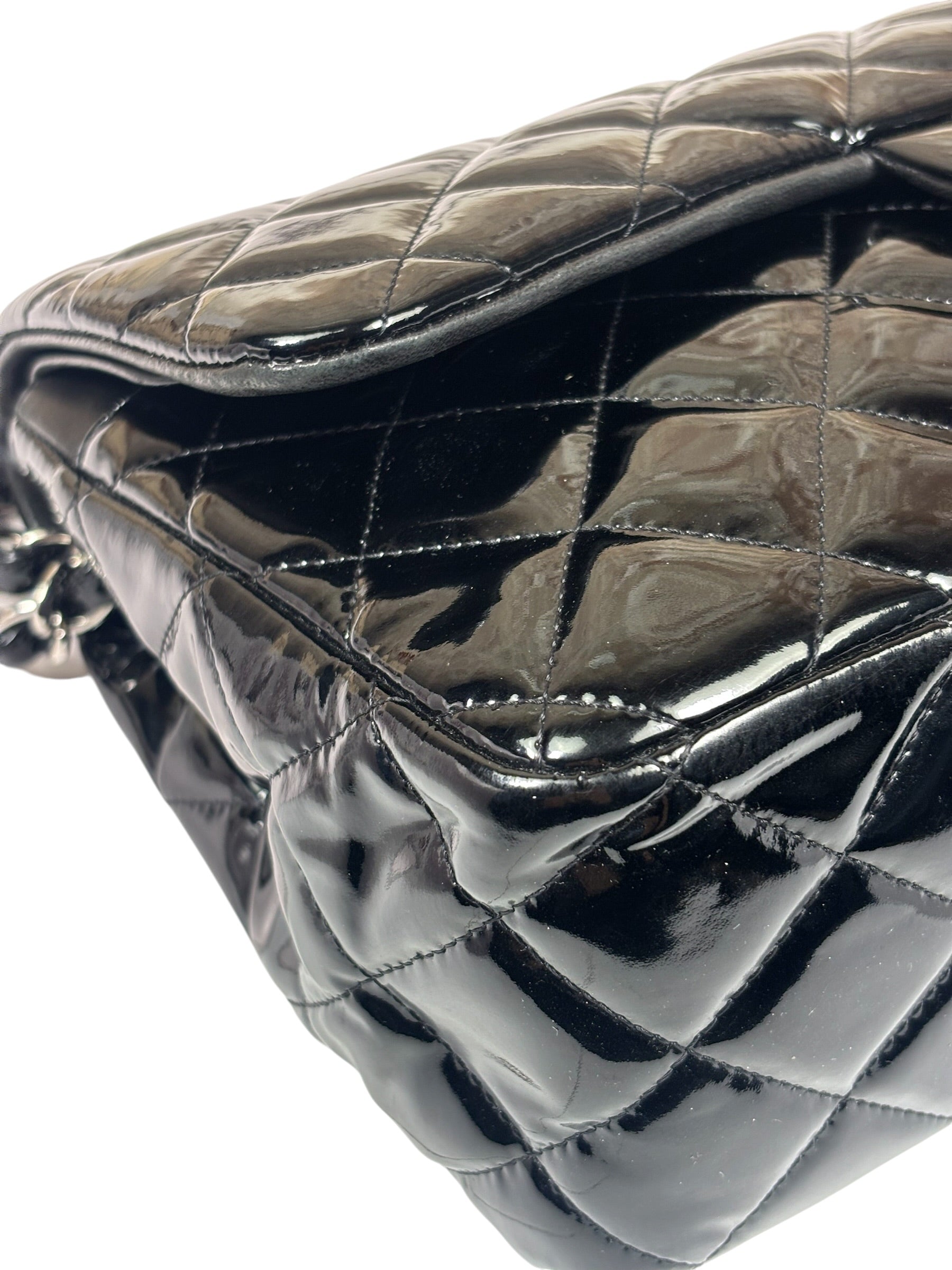 Chanel Black Quilted Patent Leather Double Flap Bag 2011
