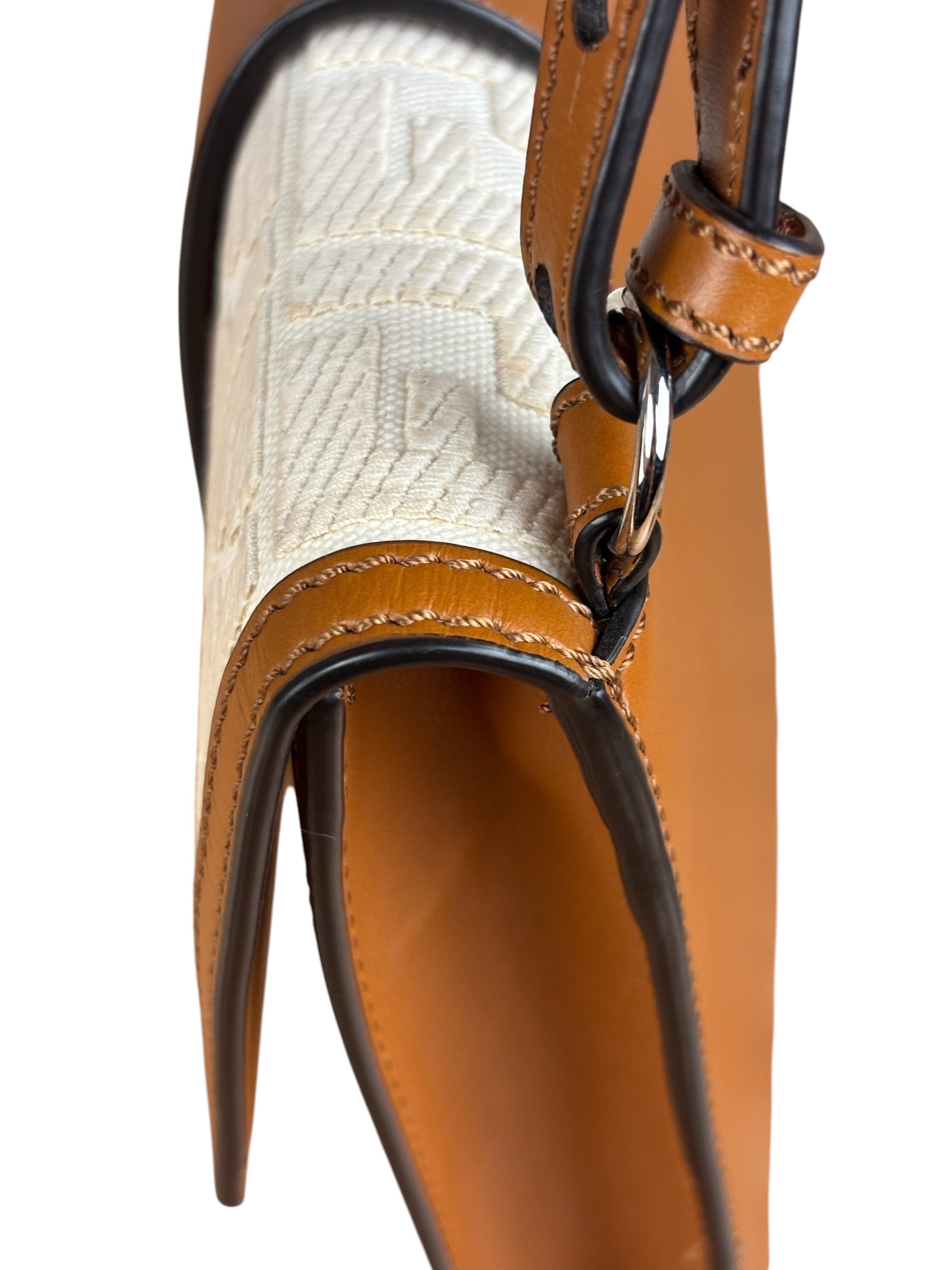 Fendi Brown/Cream Leather Jacquard FF Zucca Baguette