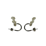 Chanel Silver-Tone Hoop CC Drop Earrings