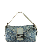 Fendi Blue Denim Zucca  Baguette