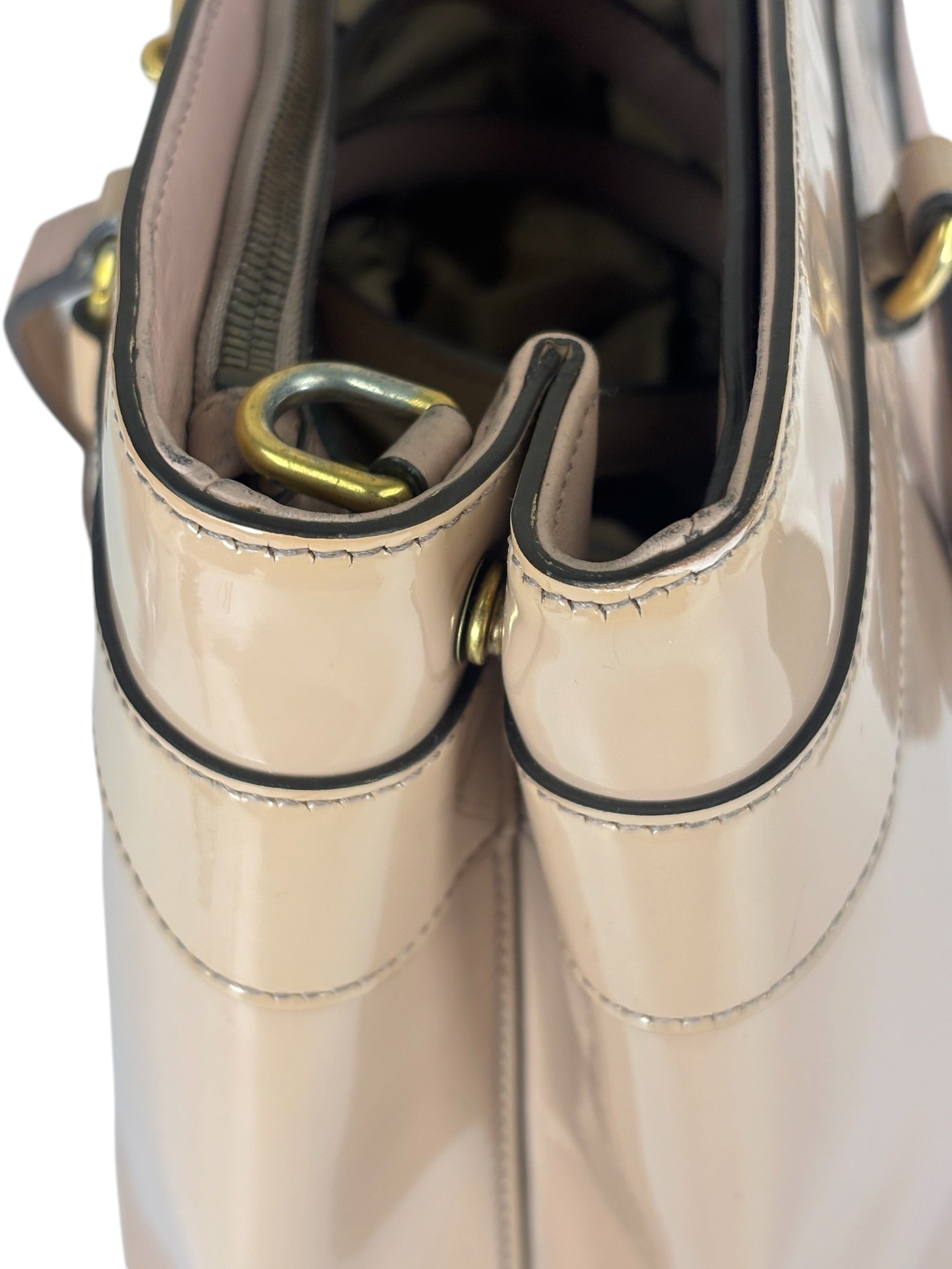 Gucci Dusty Rose Patent Leather Horsebit Two-Way Tote