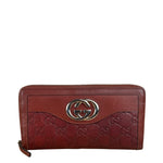 Gucci Burgundy Marmont Leather Guccissima Zip Long Wallet