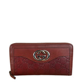Gucci Burgundy Marmont Leather Guccissima Zip Long Wallet