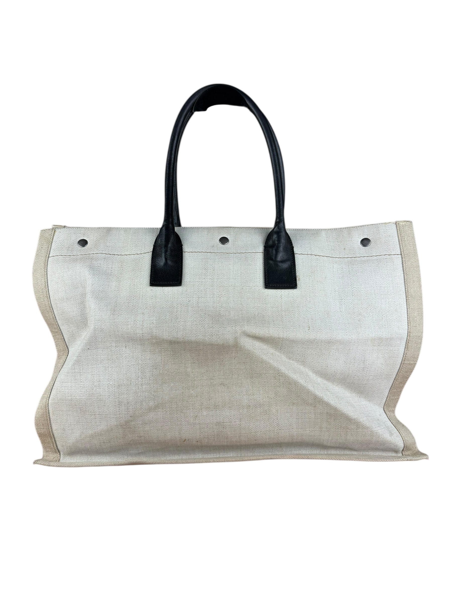Saint Laurent Beige Canvas Rive Gauche Tote Bag