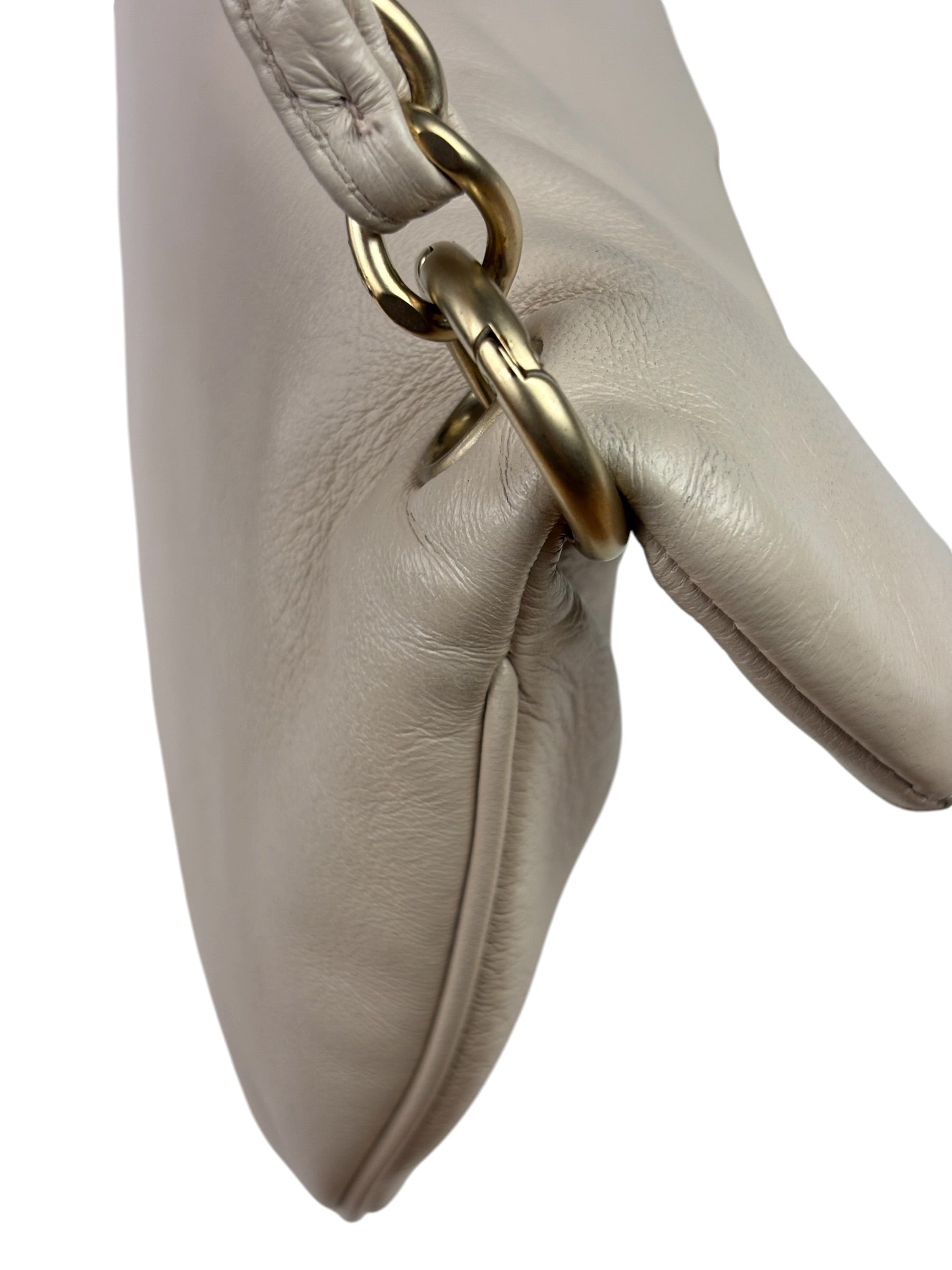 Chanel Cream Leather Cue Ball Foldover Shoulder Bag 2003