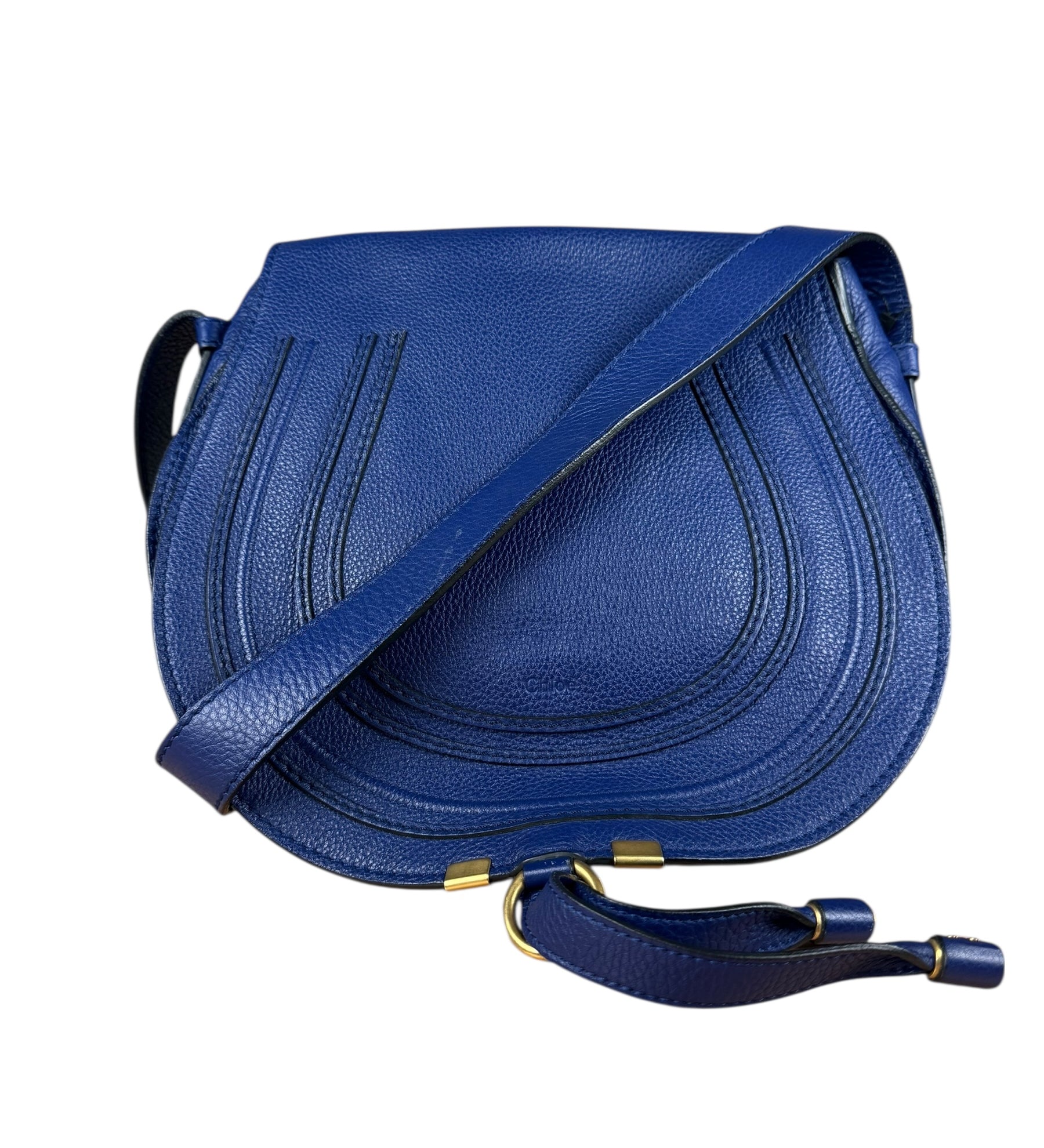 Chloe Large Marcie Saddle Bag Blue