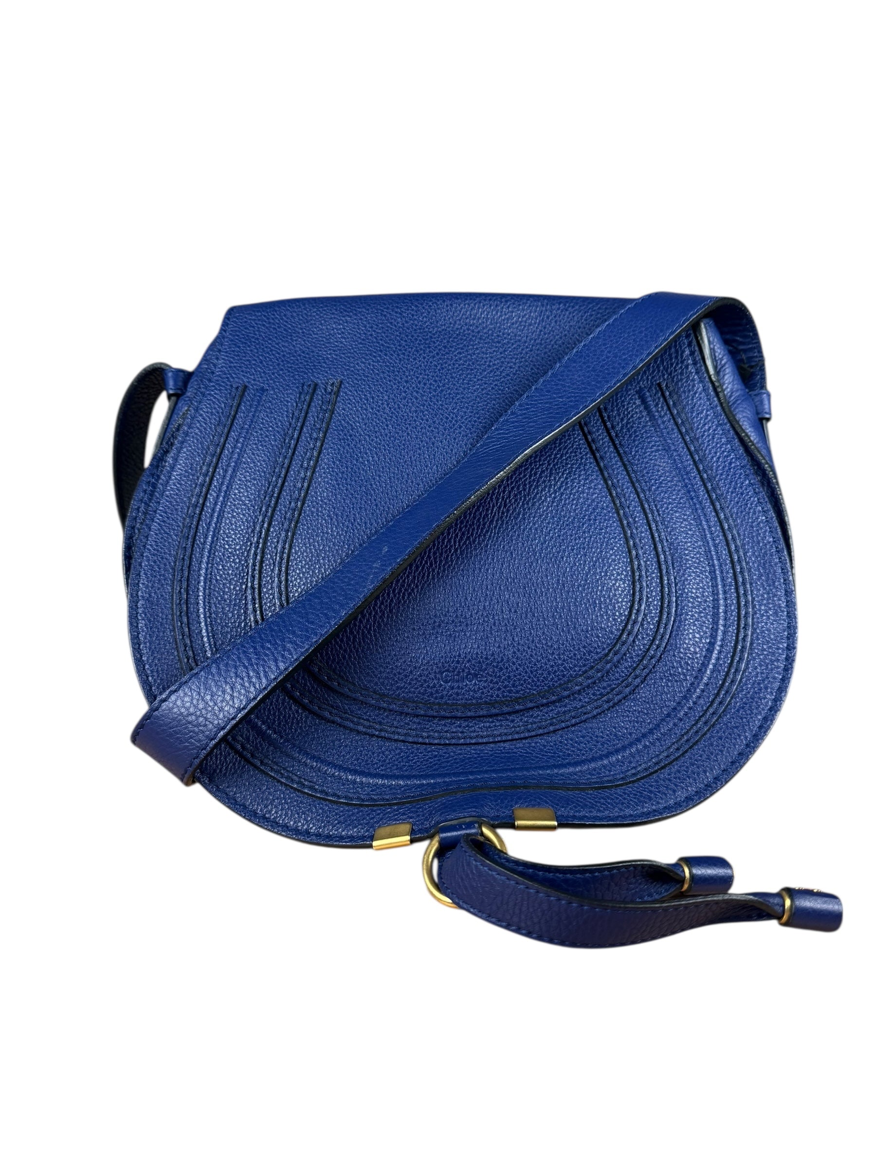 Chloe Large Marcie Saddle Bag Blue