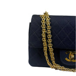 Chanel Navy Quilted Denim Double Flap Bag