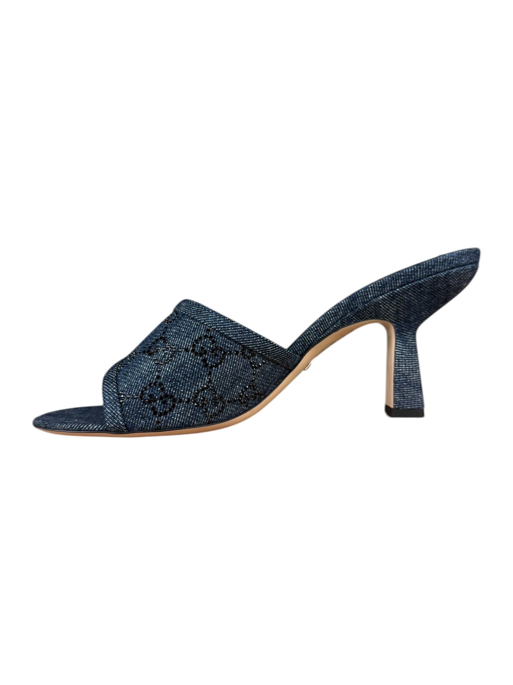 Gucci Denim Sparkle Monogram Heels