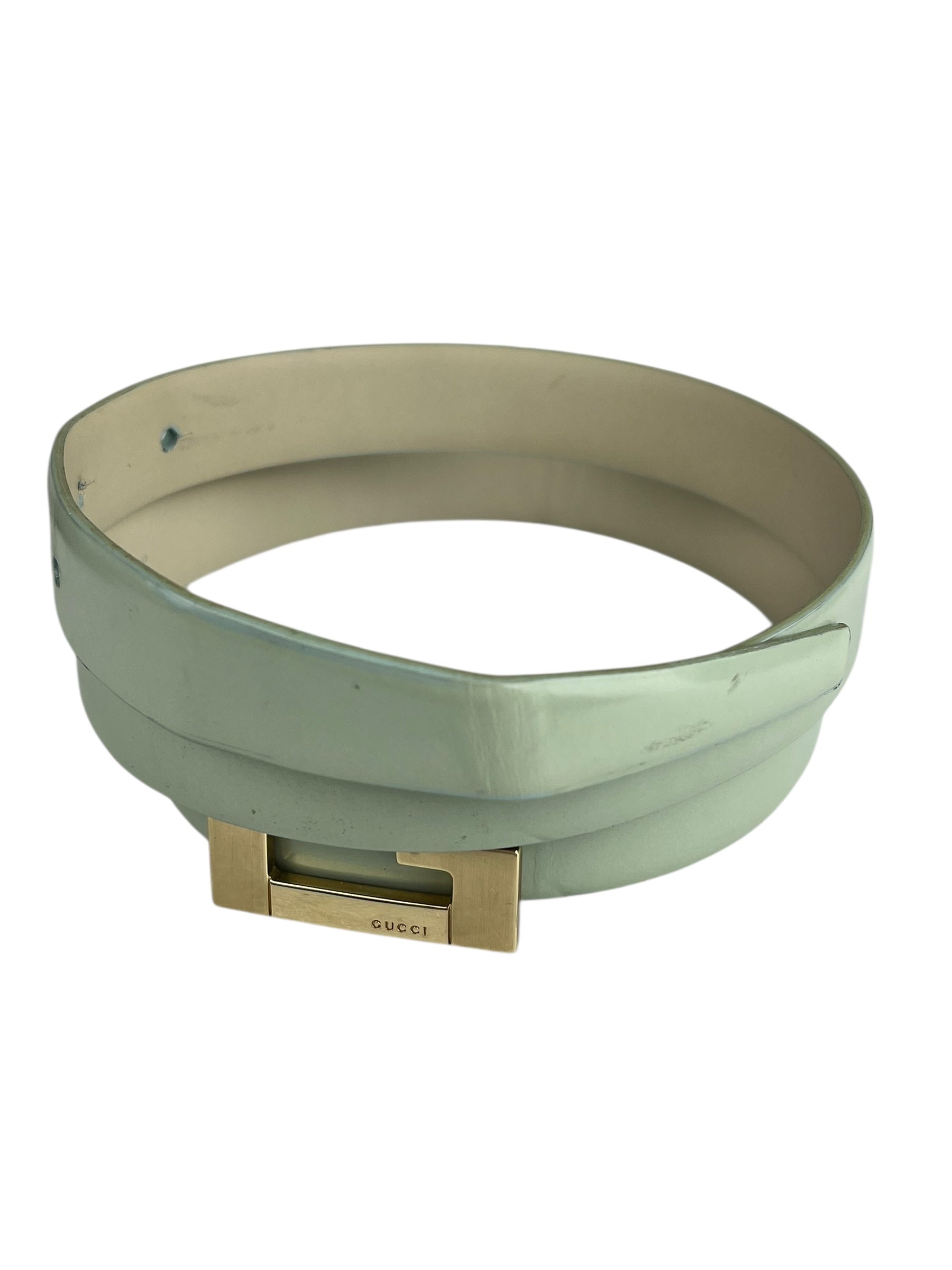 Gucci G Logo Thin Leather Mint Belt