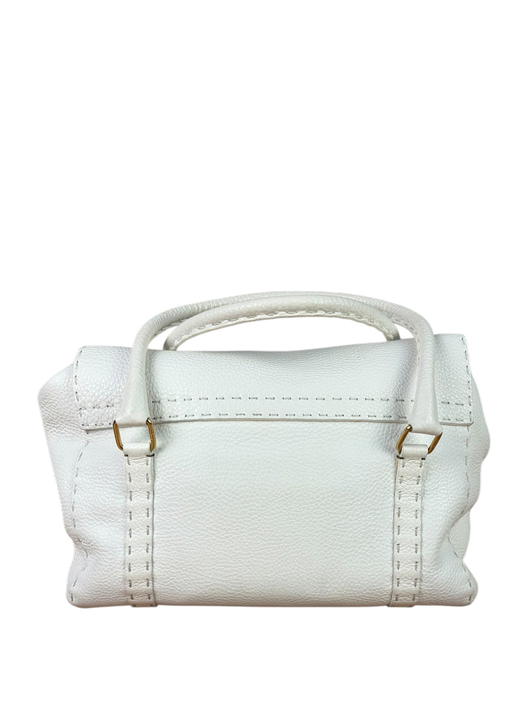 Fendi White Leather Selleria Linda Shoulder Bag