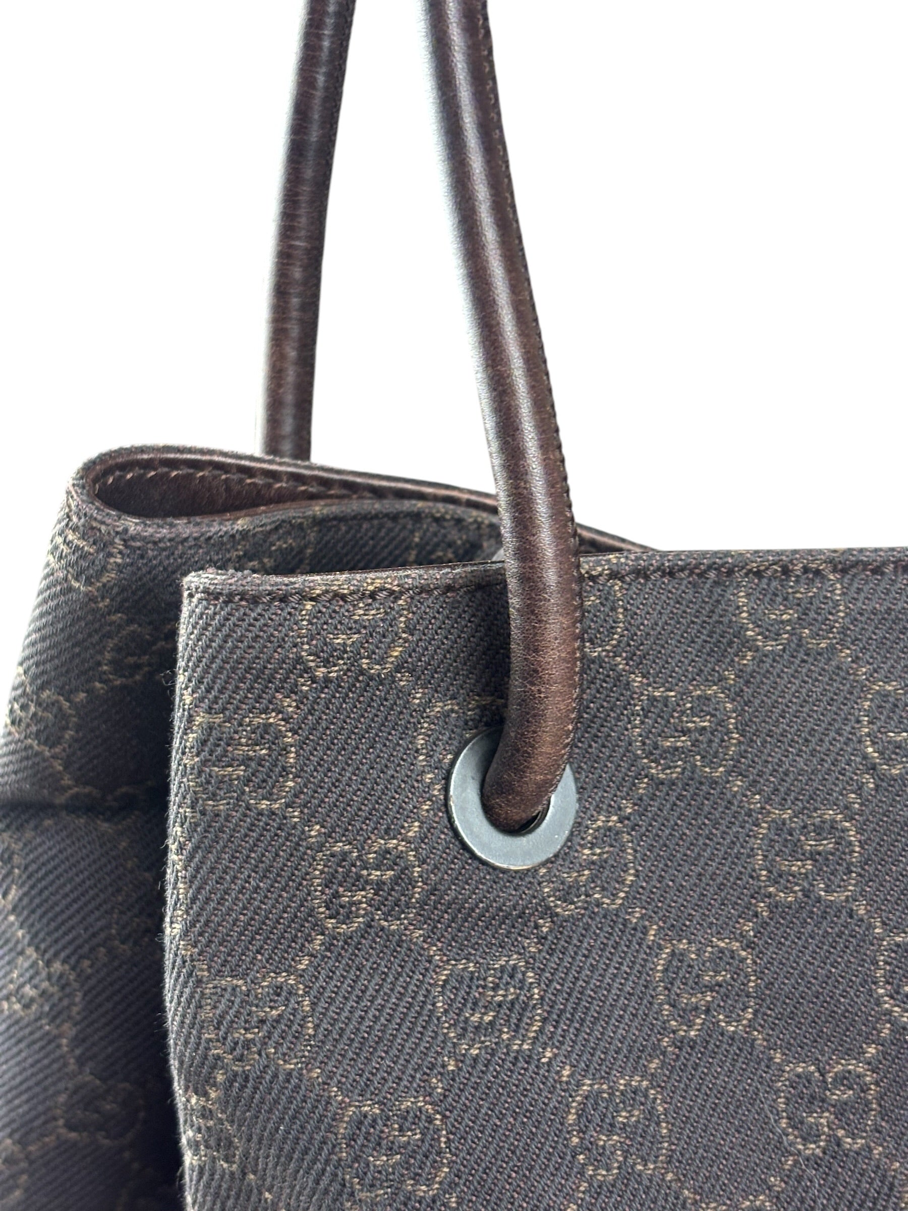 Gucci GG Denim leather Trim Gifford Tote Bag