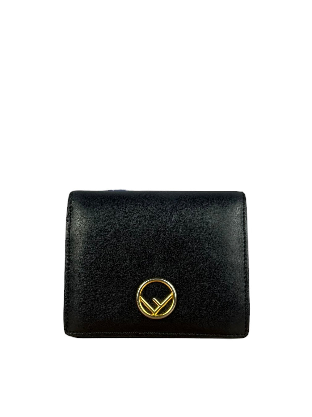 Fendi Black Leather Bifold Compact Wallet