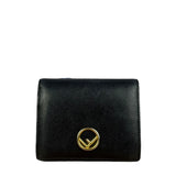 Fendi Black Leather Bifold Compact Wallet