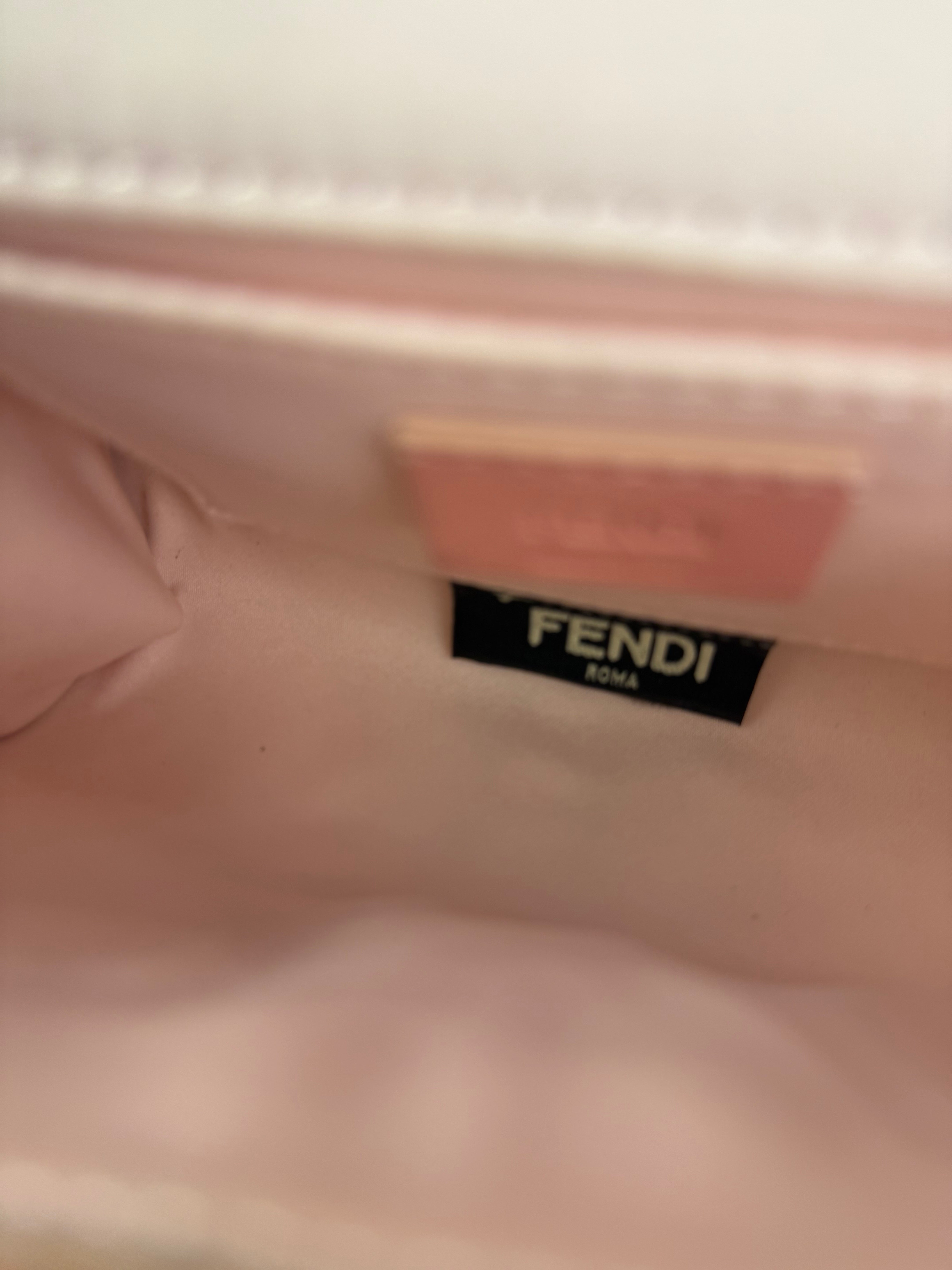 Fendi Pink Python Flower Studded Mini Chain Shoulder Bag