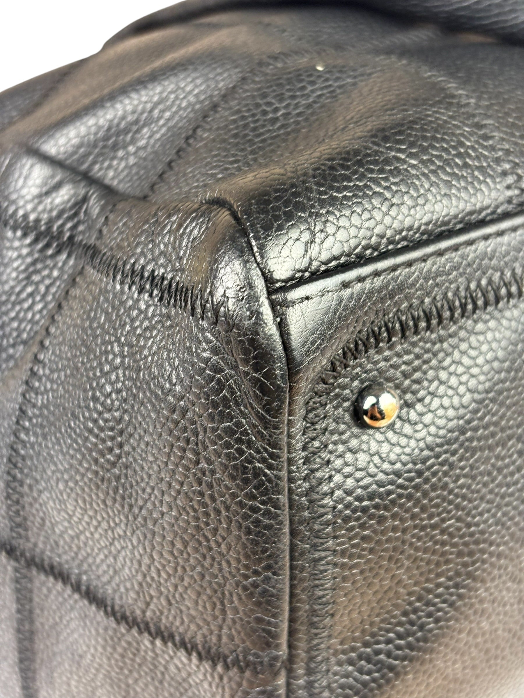 Chanel Black Quilted Leather Chocolate Bar Bowling Handbag