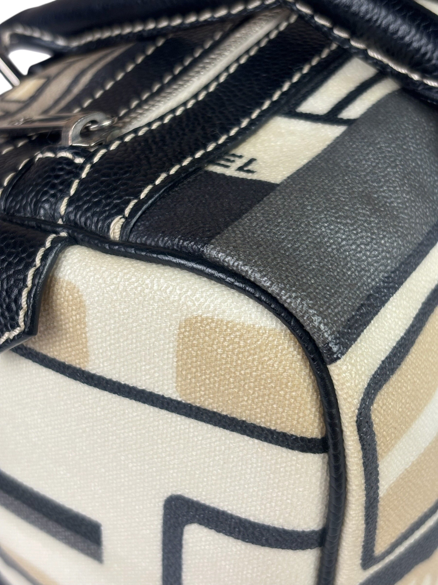 Chanel Cream Leather Coated Canvas Le Train Boston Bag 2006