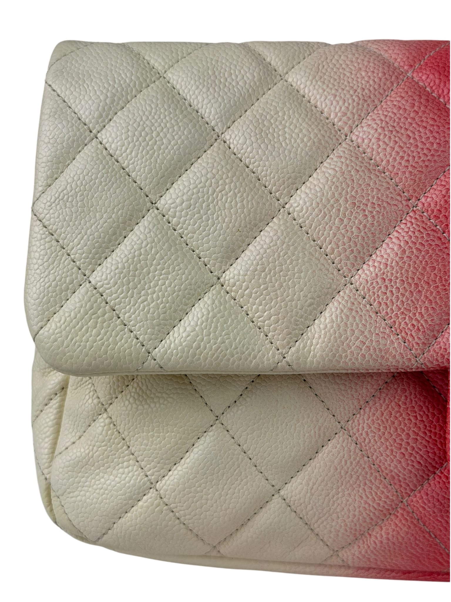 Chanel Quilted Caviar Ivory/Pink Ombre Jumbo Flap 2013