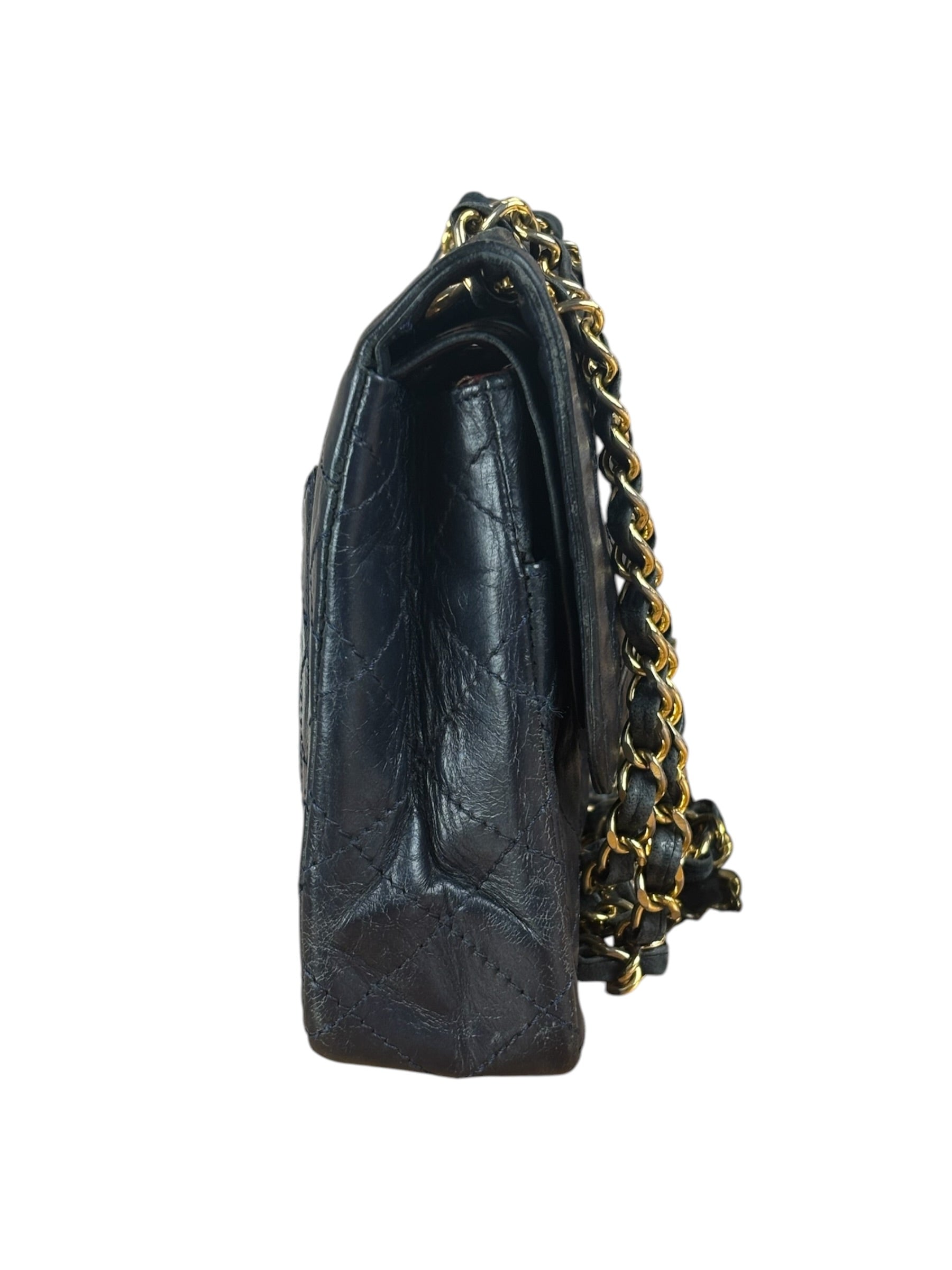 Chanel Dark Navy Quilted Leather Two-Toned CC Double Flap Bag '86-'88