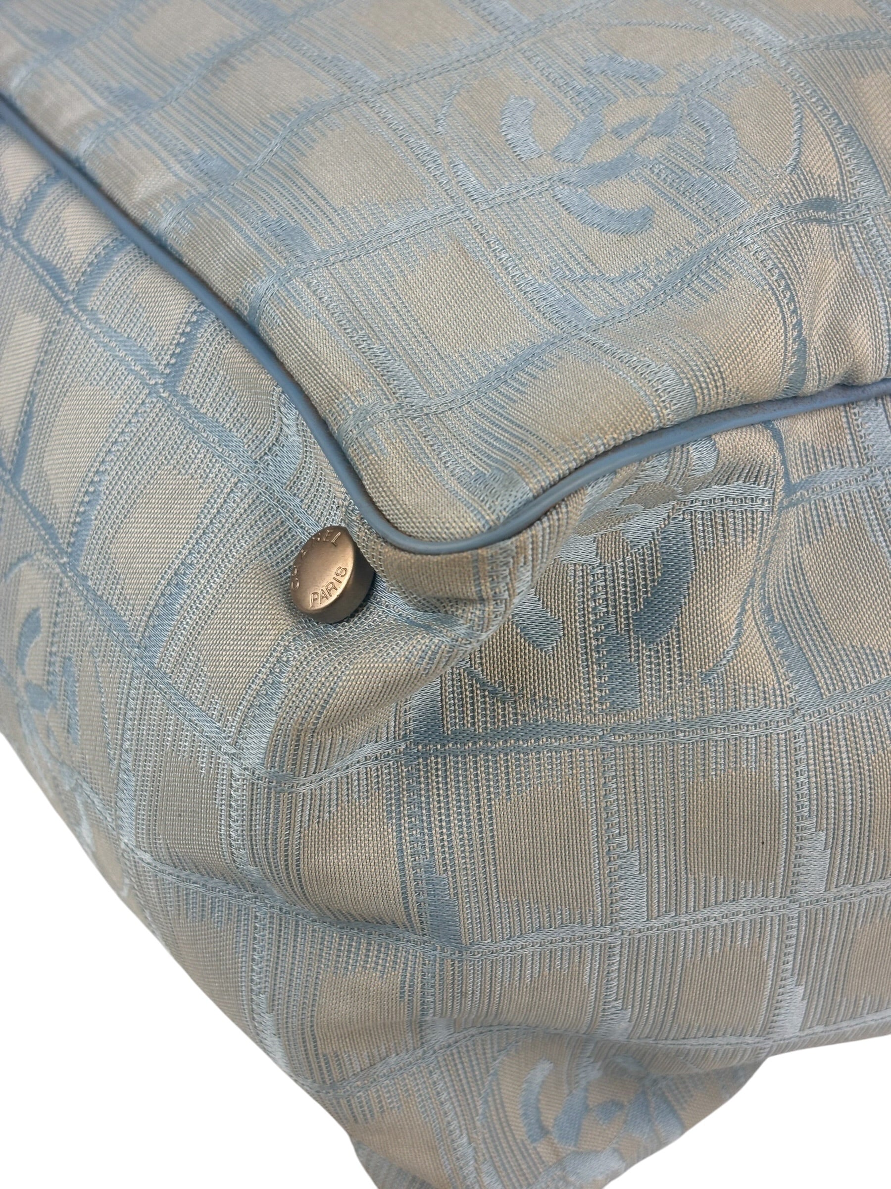 Chanel Blue Leather Trim New Travel Tote Bag 2002