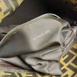 Fendi Brown Leather Trim Zucca FF Monogram Baguette
