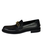 Gucci Black Leather Plaque Loafers