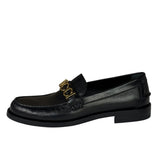 Gucci Black Leather Plaque Loafers