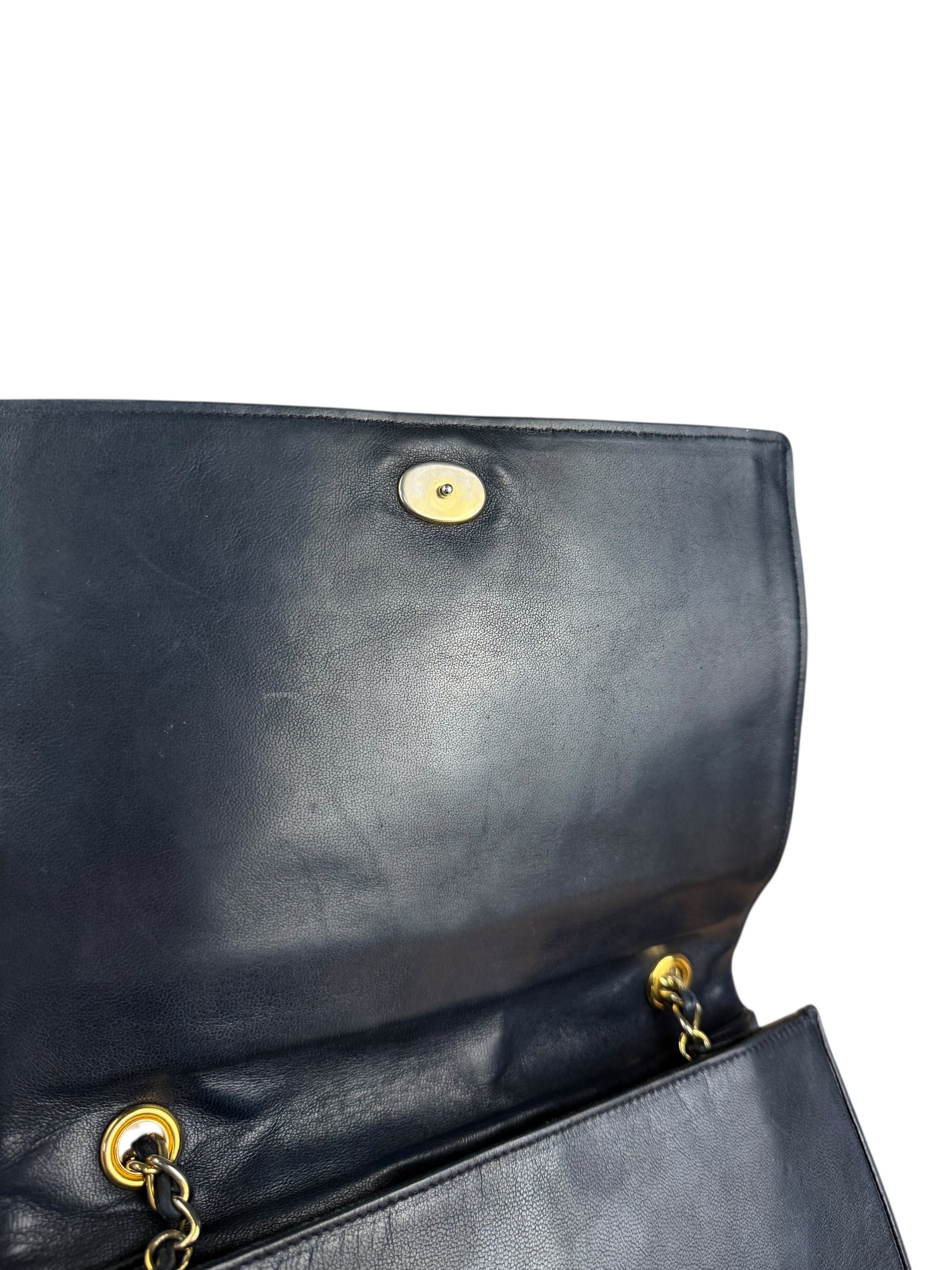 Chanel Black Diamond Stitch Flap CC Bag 1988