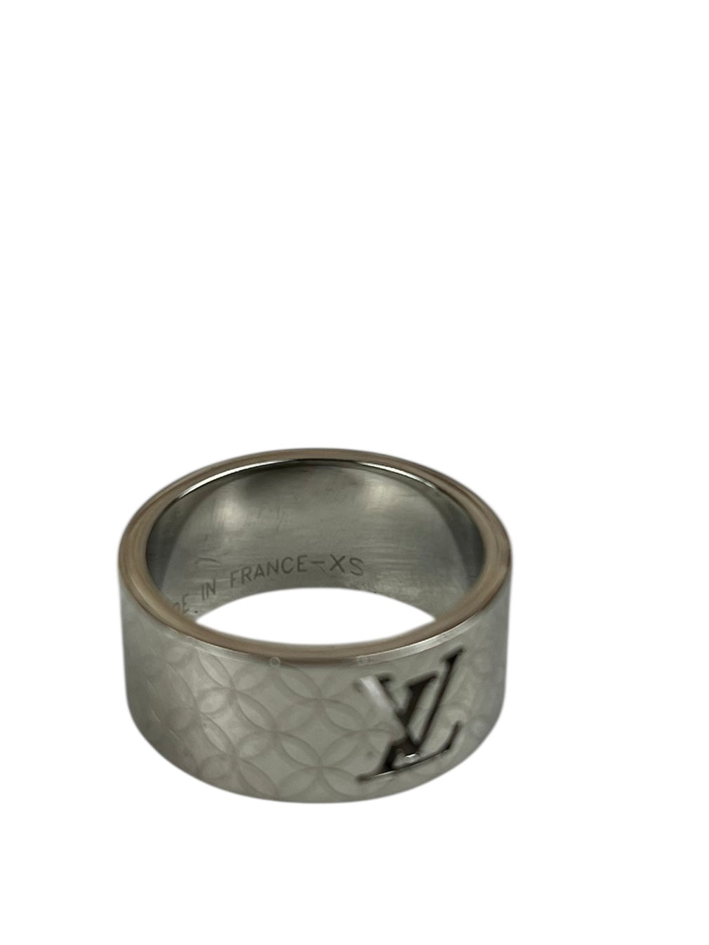Louis Vuitton Silver Logo Cut-Out Ring