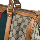 Gucci Beige/Brown GG Web Boston Two-Way Bag