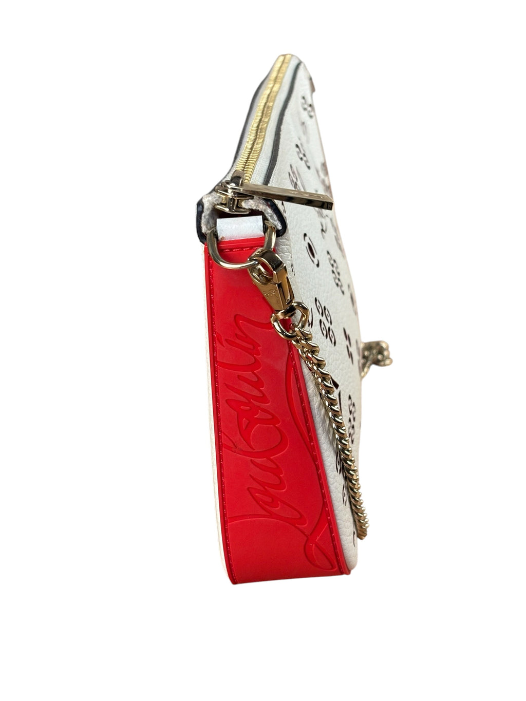Christian Louboutin White Leather Loubinthesky Perforated Pochette