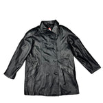 Vintage Black Vegan Leather Long Coat